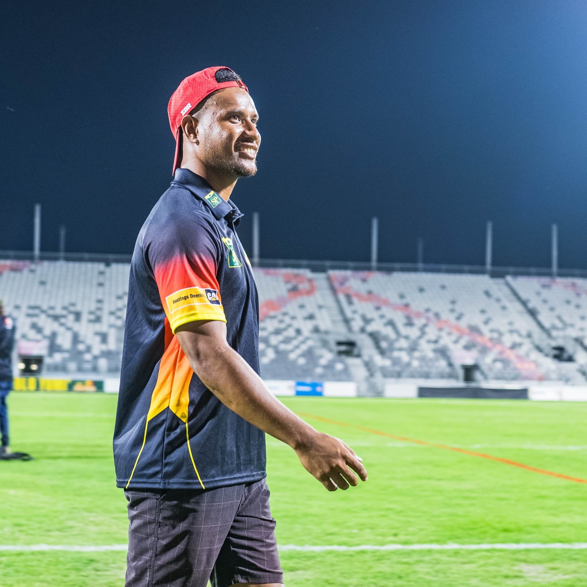 Hastings Deering - Hunters Partnership - Player on field at night under lights